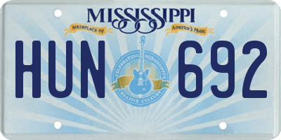 MS license plate HUN692
