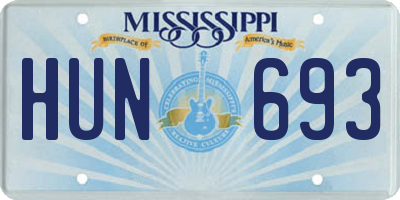 MS license plate HUN693