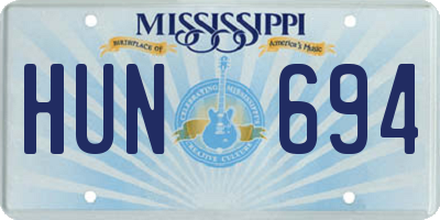 MS license plate HUN694