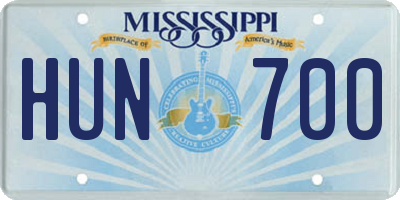 MS license plate HUN700