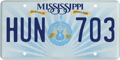MS license plate HUN703