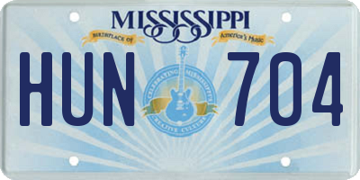 MS license plate HUN704