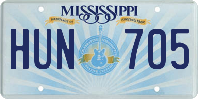 MS license plate HUN705