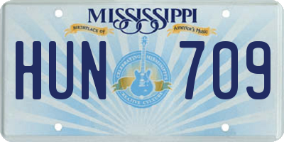 MS license plate HUN709