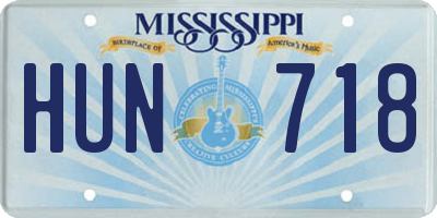 MS license plate HUN718