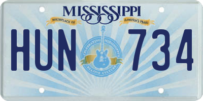 MS license plate HUN734