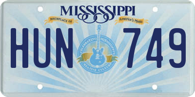 MS license plate HUN749