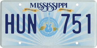 MS license plate HUN751