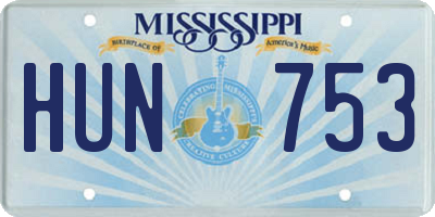 MS license plate HUN753