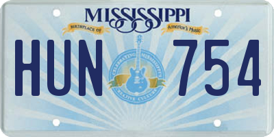 MS license plate HUN754