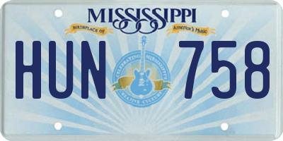 MS license plate HUN758