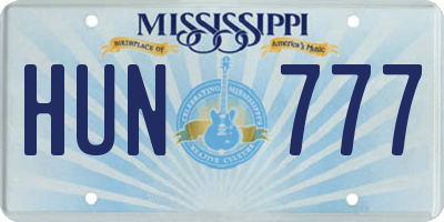 MS license plate HUN777