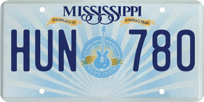 MS license plate HUN780