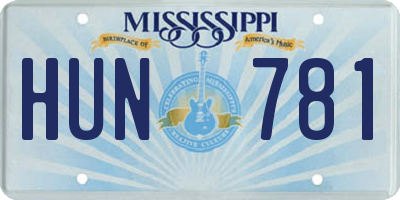 MS license plate HUN781