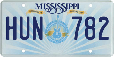 MS license plate HUN782