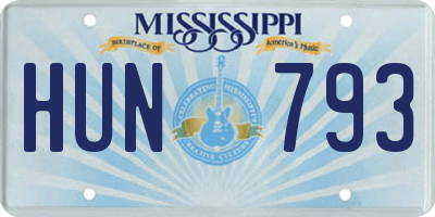 MS license plate HUN793