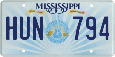 MS license plate HUN794