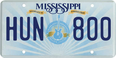 MS license plate HUN800