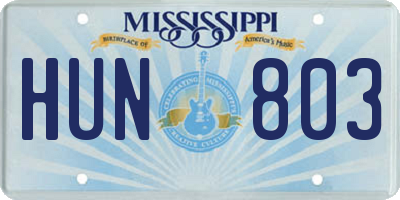 MS license plate HUN803