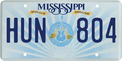 MS license plate HUN804