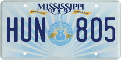 MS license plate HUN805