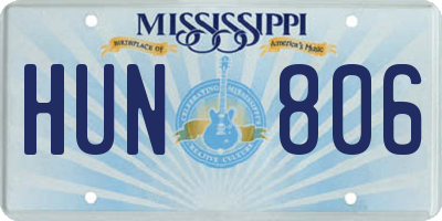 MS license plate HUN806