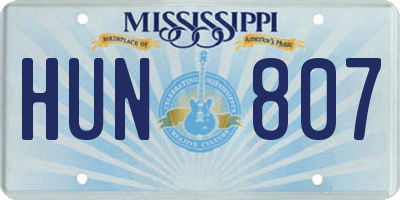MS license plate HUN807
