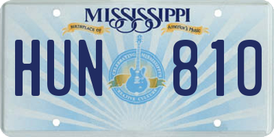 MS license plate HUN810