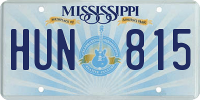 MS license plate HUN815