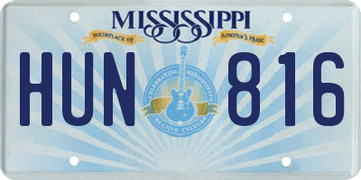 MS license plate HUN816
