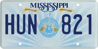 MS license plate HUN821