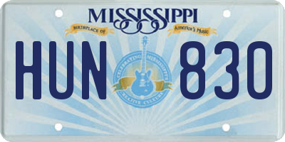 MS license plate HUN830