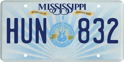 MS license plate HUN832