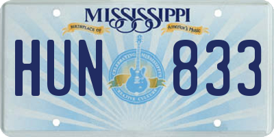 MS license plate HUN833