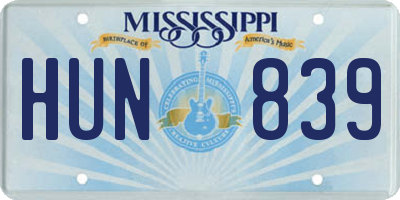 MS license plate HUN839