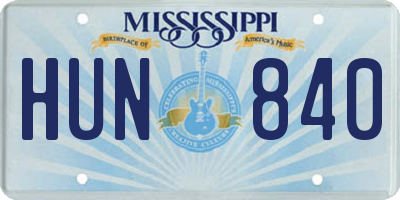 MS license plate HUN840