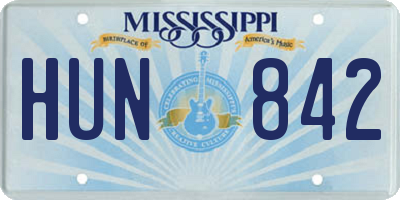 MS license plate HUN842