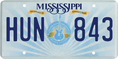MS license plate HUN843