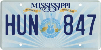 MS license plate HUN847
