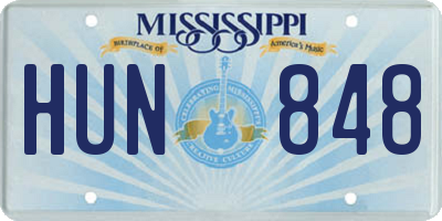 MS license plate HUN848