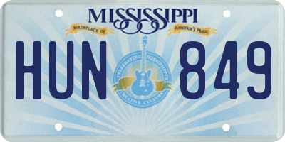 MS license plate HUN849
