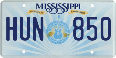MS license plate HUN850