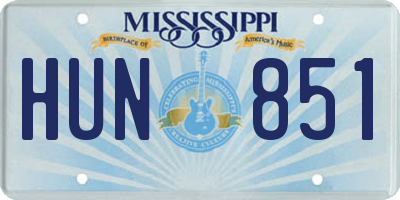 MS license plate HUN851
