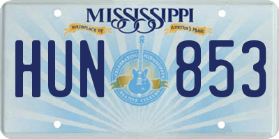 MS license plate HUN853