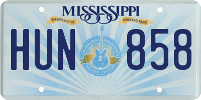 MS license plate HUN858