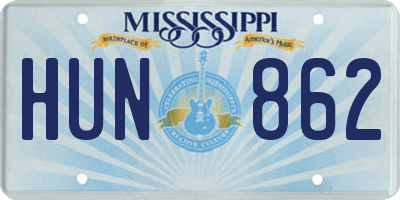 MS license plate HUN862