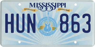 MS license plate HUN863