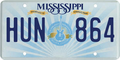 MS license plate HUN864