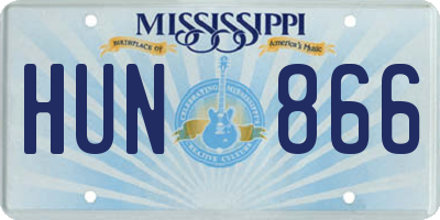 MS license plate HUN866