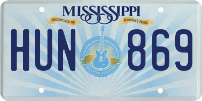 MS license plate HUN869